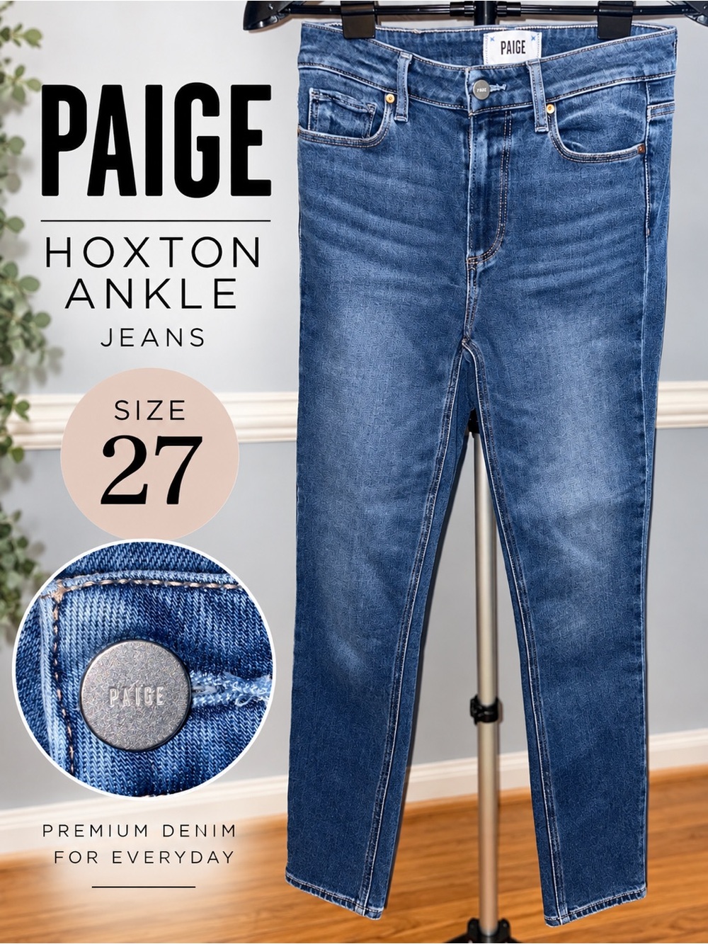 PAIGE Hoxton Ankle High Rise Skinny Jeans Size 27 Medium Wash